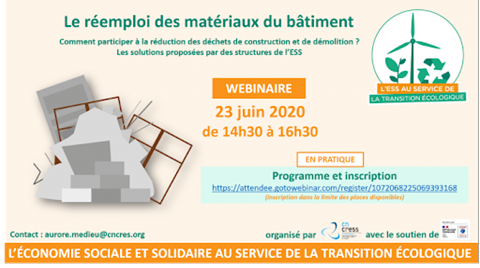 webinaire « Réemploi des matériaux du bâtiment, les solutions proposées par l’ESS » – CNCRESS