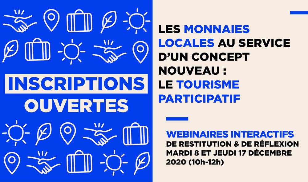 2 webinaires sur les Monnaies locales, le Tourisme participatif et l’ESS