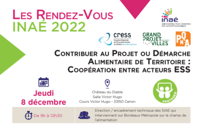 Les RDV INAÉ 2022 – Contribuer au Projet ou Démarche alimentaires de territoire  : coopération entre acteur·trice·s ESS !