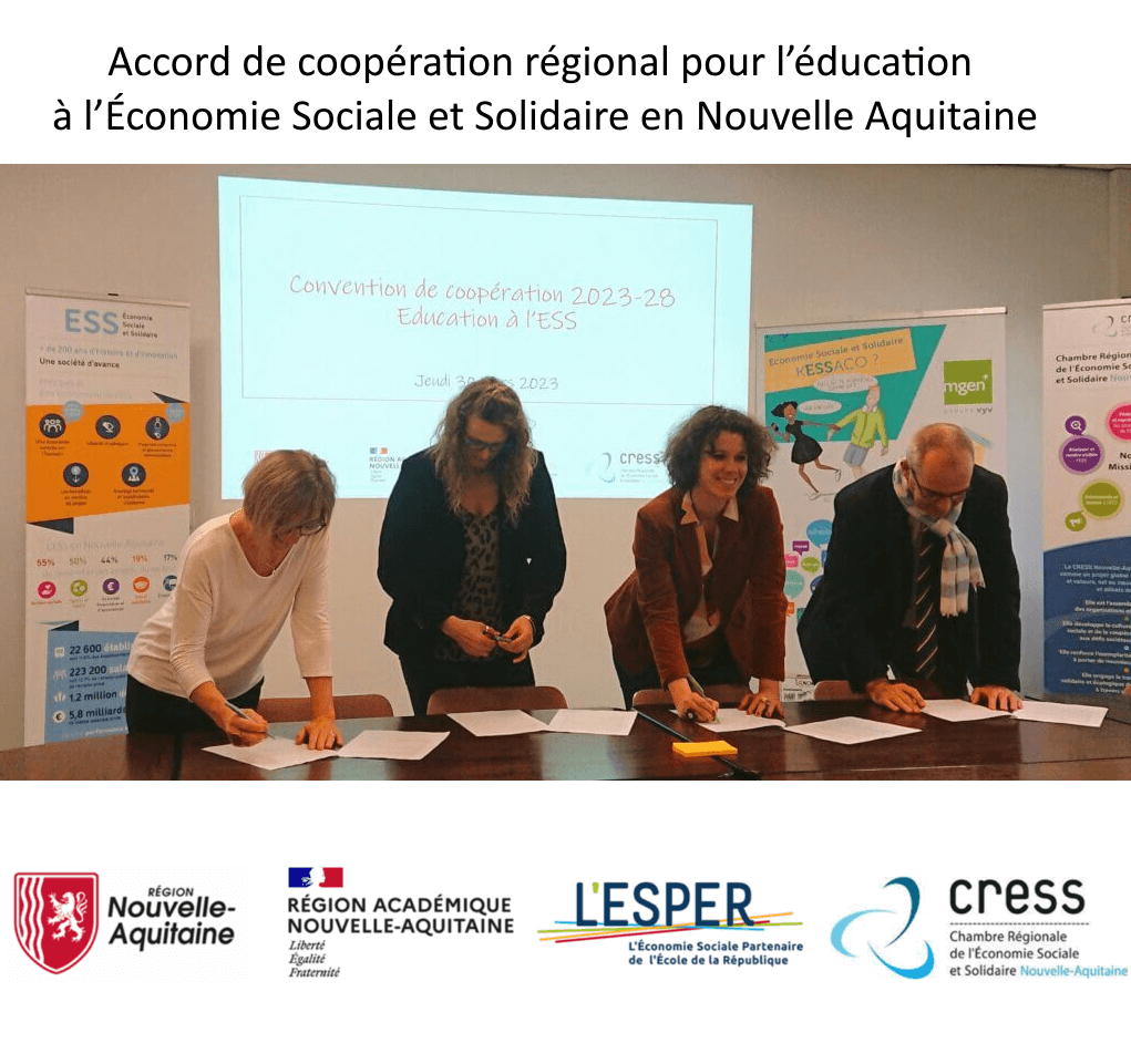 Signature d’un accord de coopération régional pour l’éducation à l’Économie Sociale et Solidaire en Nouvelle Aquitaine